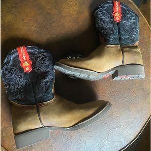Kids Brown and Black Western Pull-On Boots